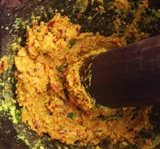 Mixing curry ingredients